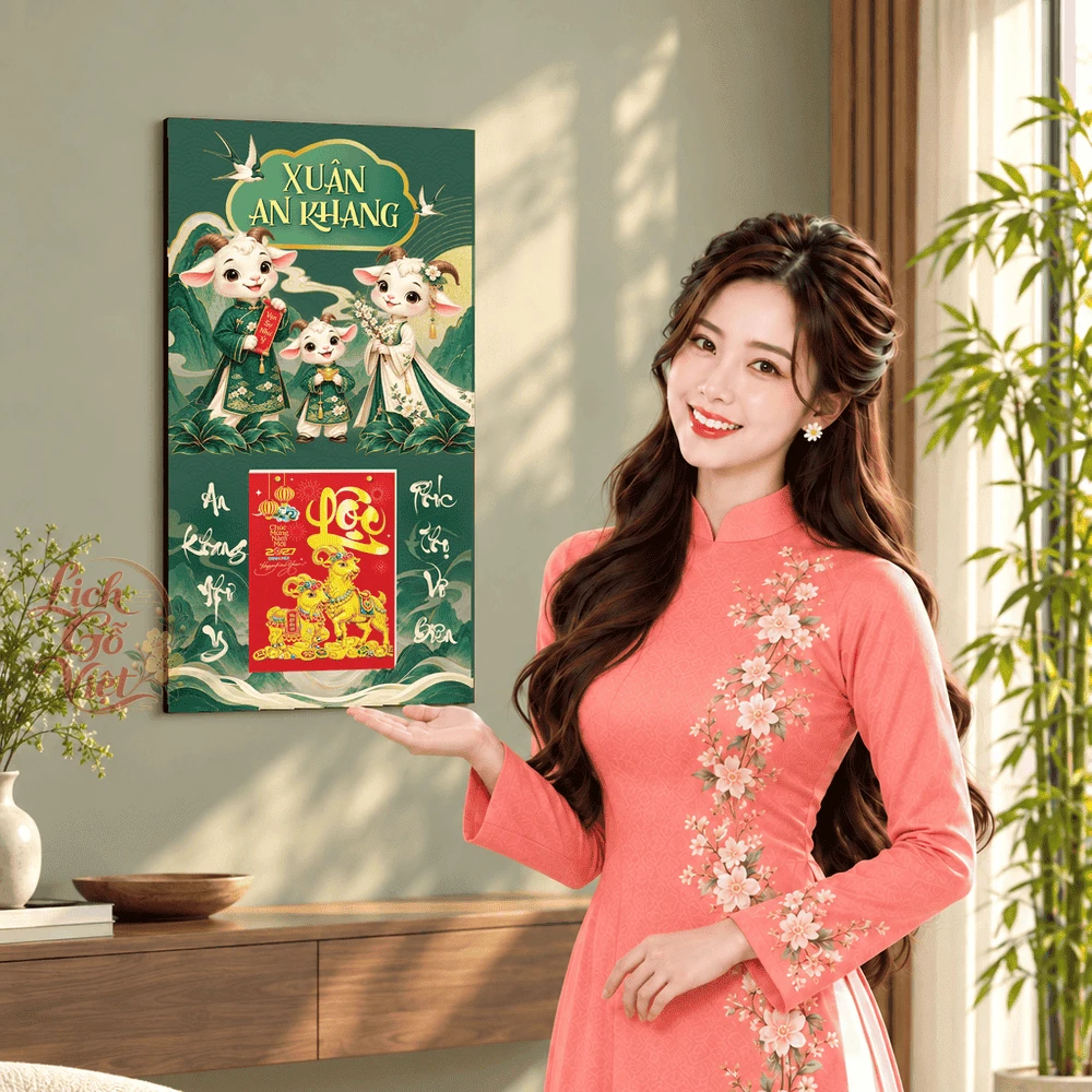 Lịch gỗ tráng gương 2027 30×60 cm Xuân An Khang LGV27T3-12 — ảnh 5