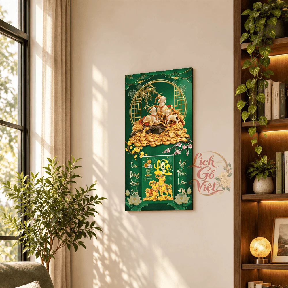 Lịch gỗ tráng gương 2027 30×60 cm Tam Dương Tài Lộc LGV27T3-17 — ảnh 2