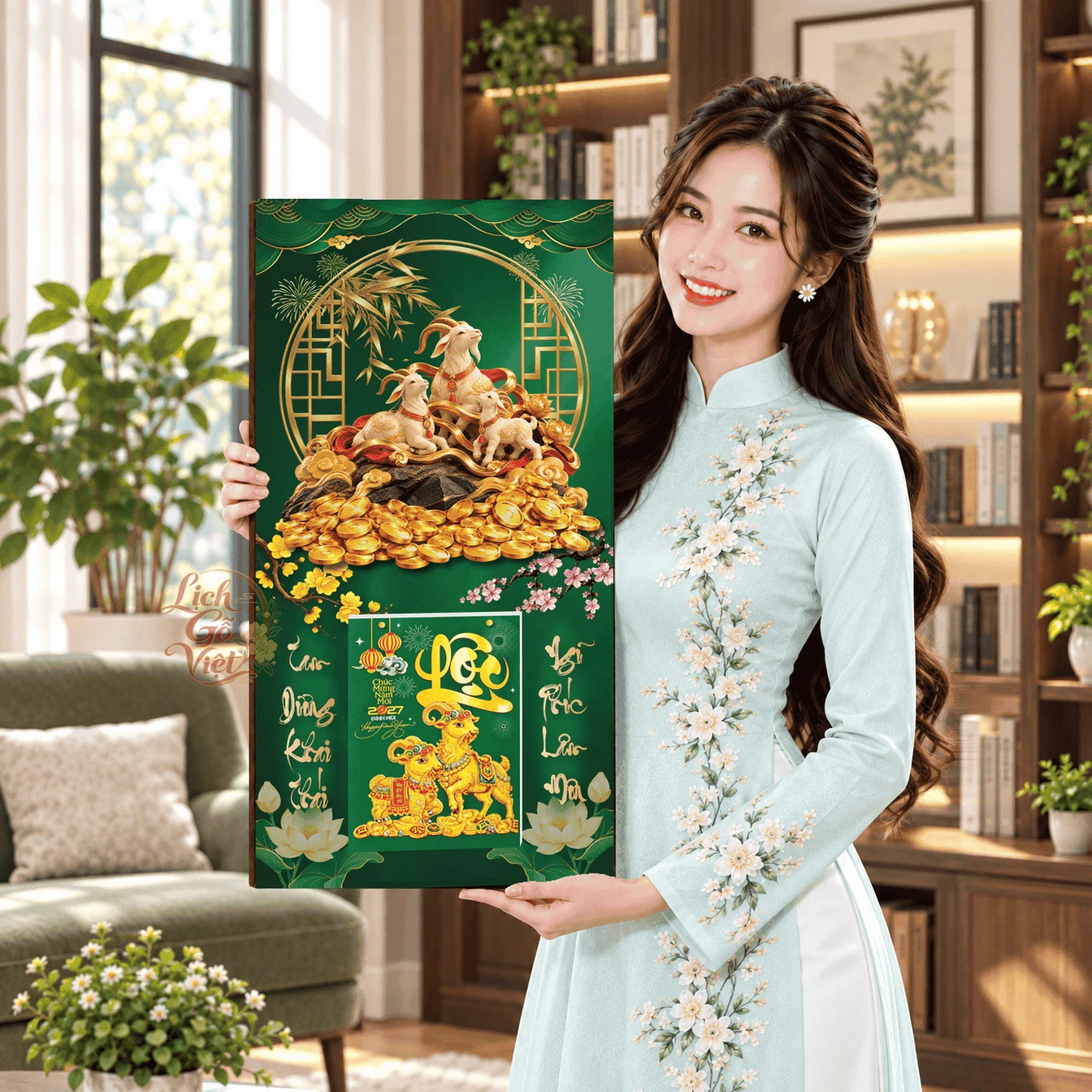 Lịch gỗ tráng gương 2027 30×60 cm Tam Dương Tài Lộc LGV27T3-17 — ảnh 4