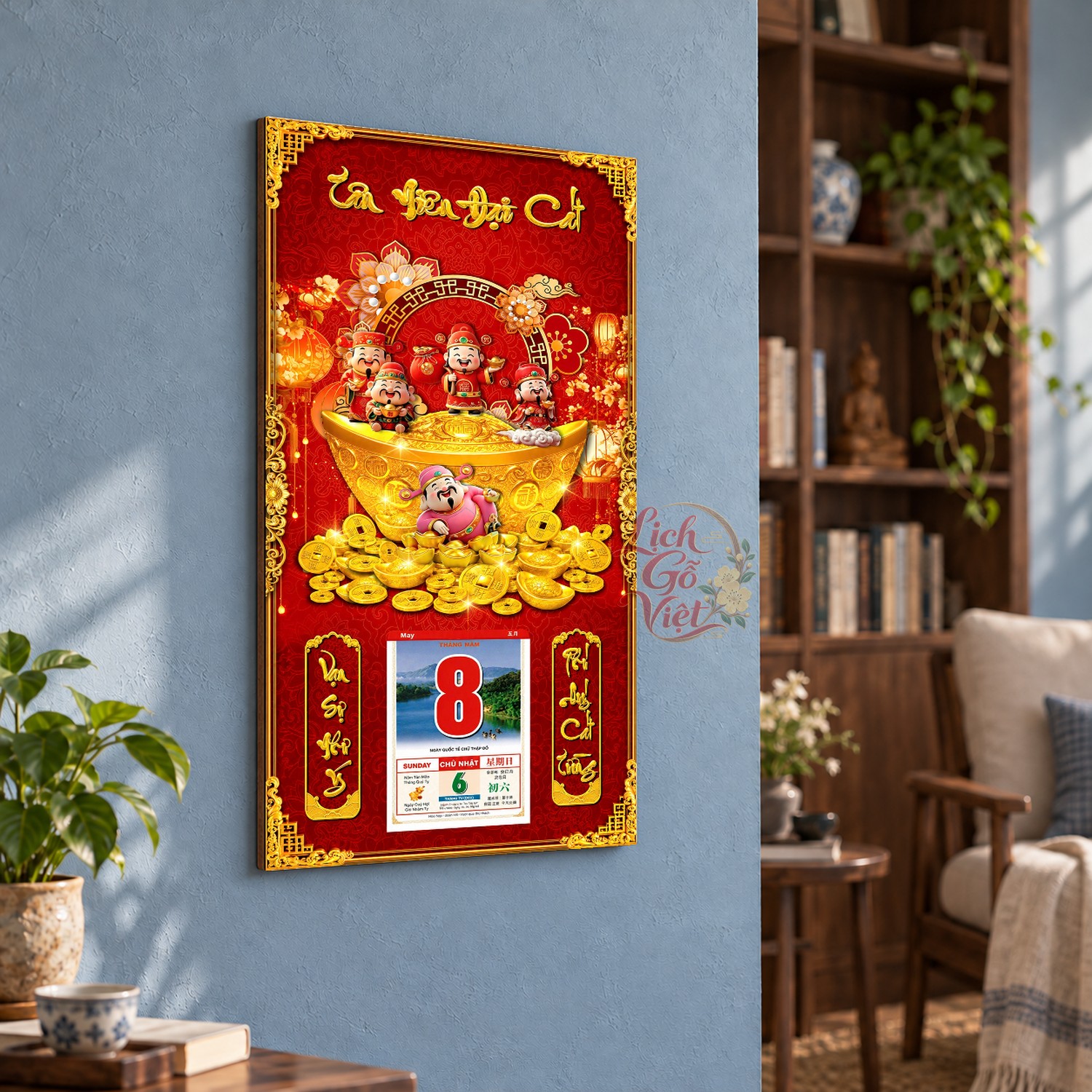 Lịch gỗ treo tường Kim Nguyên Bảo 39×79 cm – LGV27AK-102 — ảnh 3