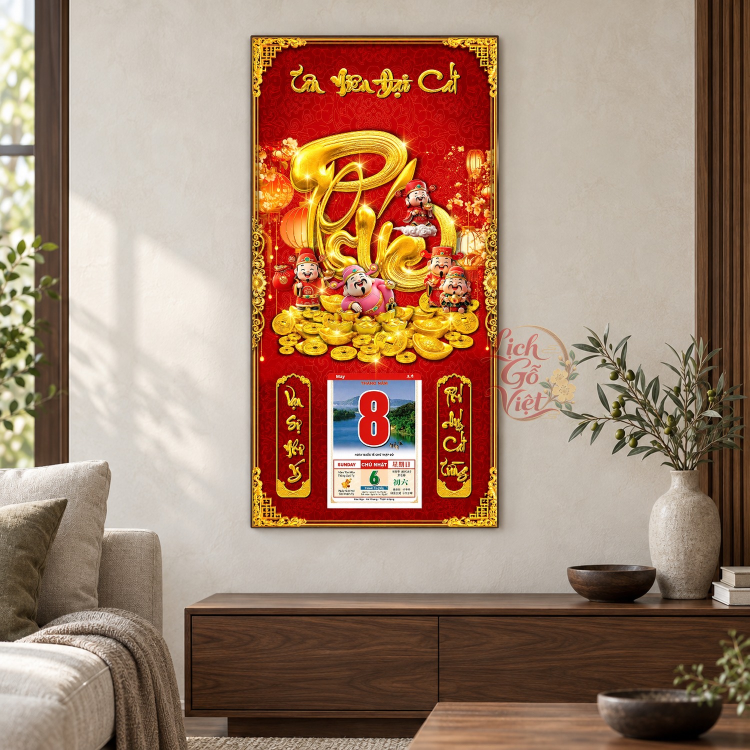 Lịch gỗ treo tường Phúc Đến Nhà 39×79 cm – LGV27AK-103 — ảnh 2