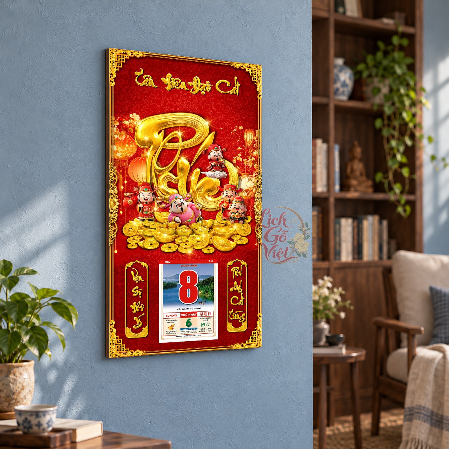 Lịch gỗ treo tường Phúc Đến Nhà 39×79 cm – LGV27AK-103 — ảnh 3