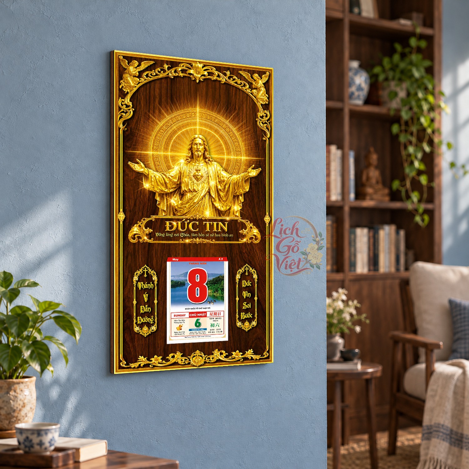 Lịch gỗ treo tường Đức Tin 39×79 cm – LGV27AK-93 — ảnh 3