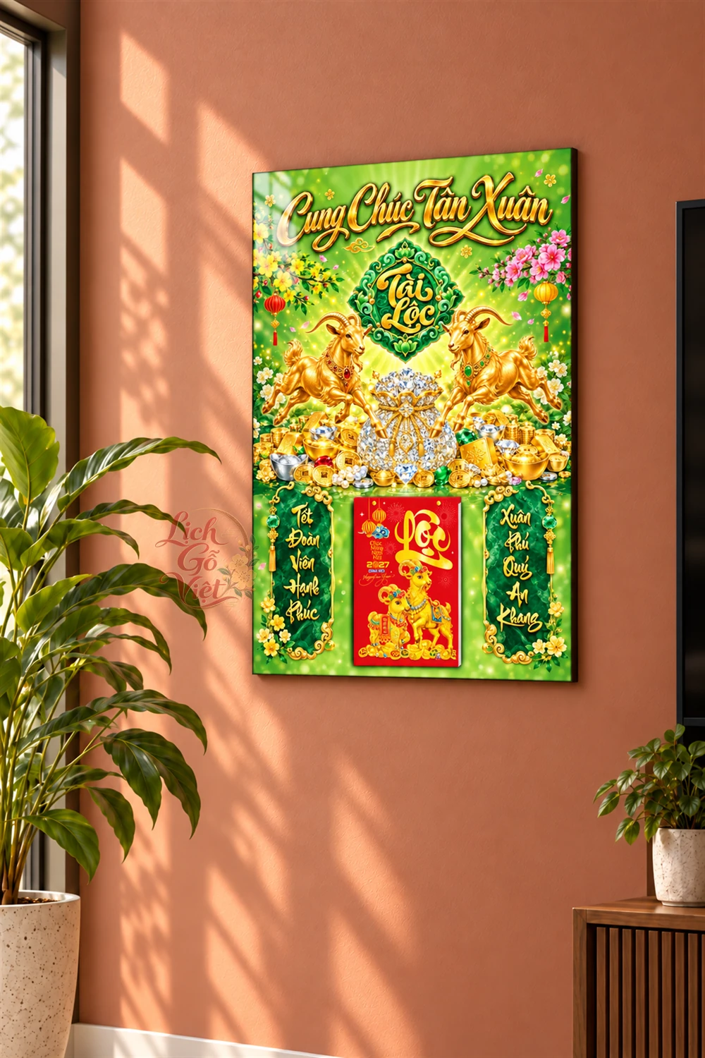 Lịch gỗ tráng gương 40x60cm Song Dương Phú Quý LGV24T4-04 — ảnh 2