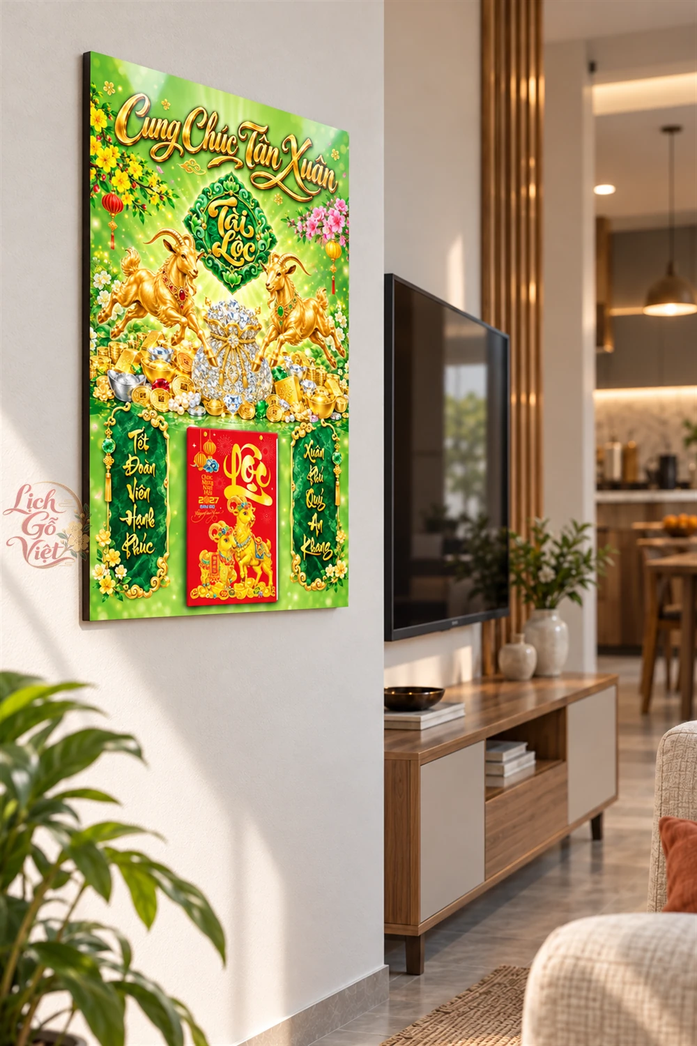 Lịch gỗ tráng gương 40x60cm Song Dương Phú Quý LGV24T4-04 — ảnh 3