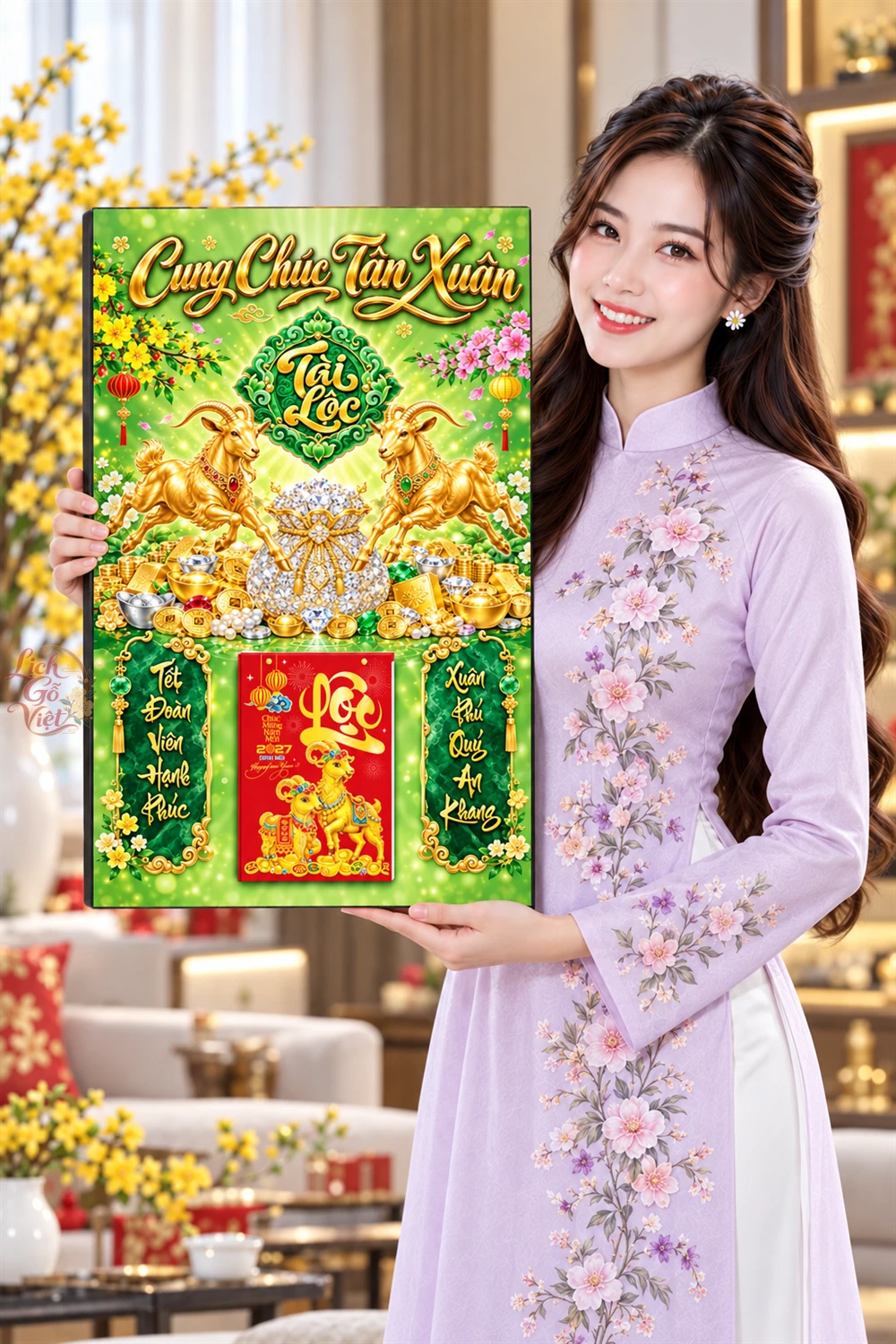 Lịch gỗ tráng gương 40x60cm Song Dương Phú Quý LGV24T4-04 — ảnh 4