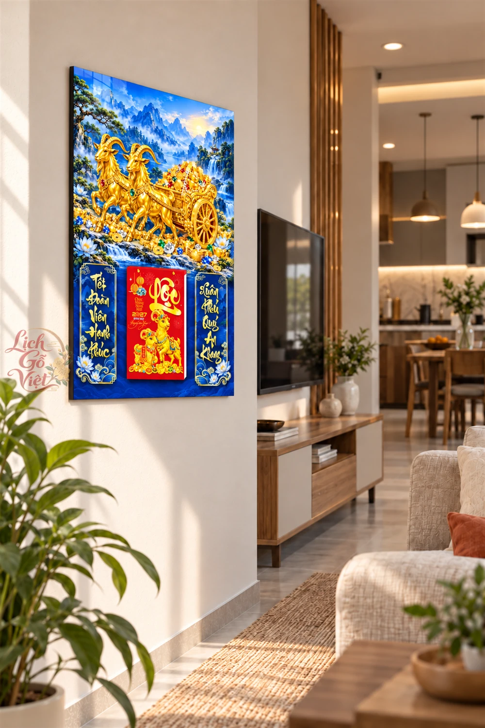 Lịch gỗ tráng gương 40x60cm Song Dương Tài Lộc LGV27T4-06 — ảnh 3