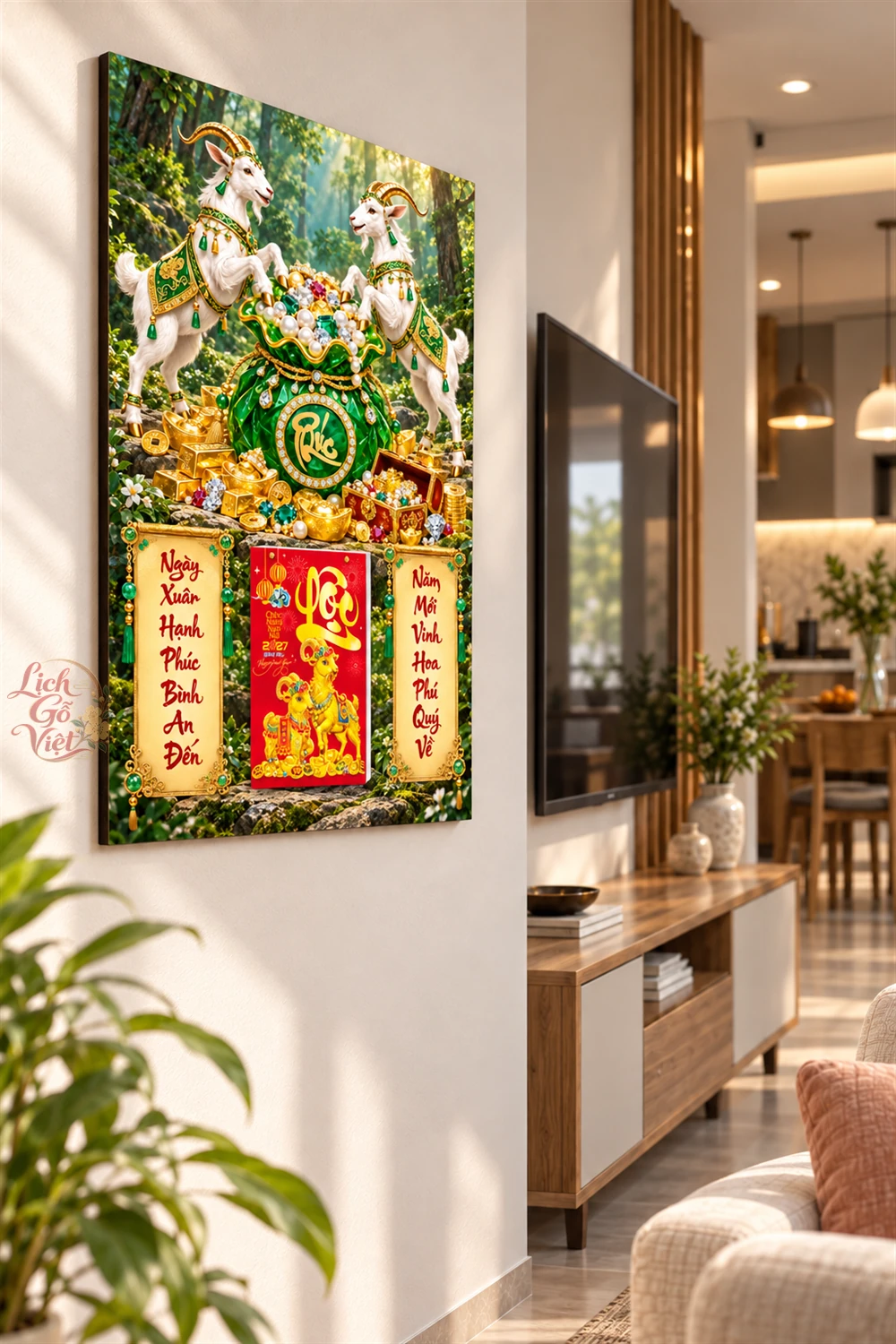 Lịch gỗ tráng gương 40x60cm Song Dương Phúc Lộc LGV27T4-07 — ảnh 3