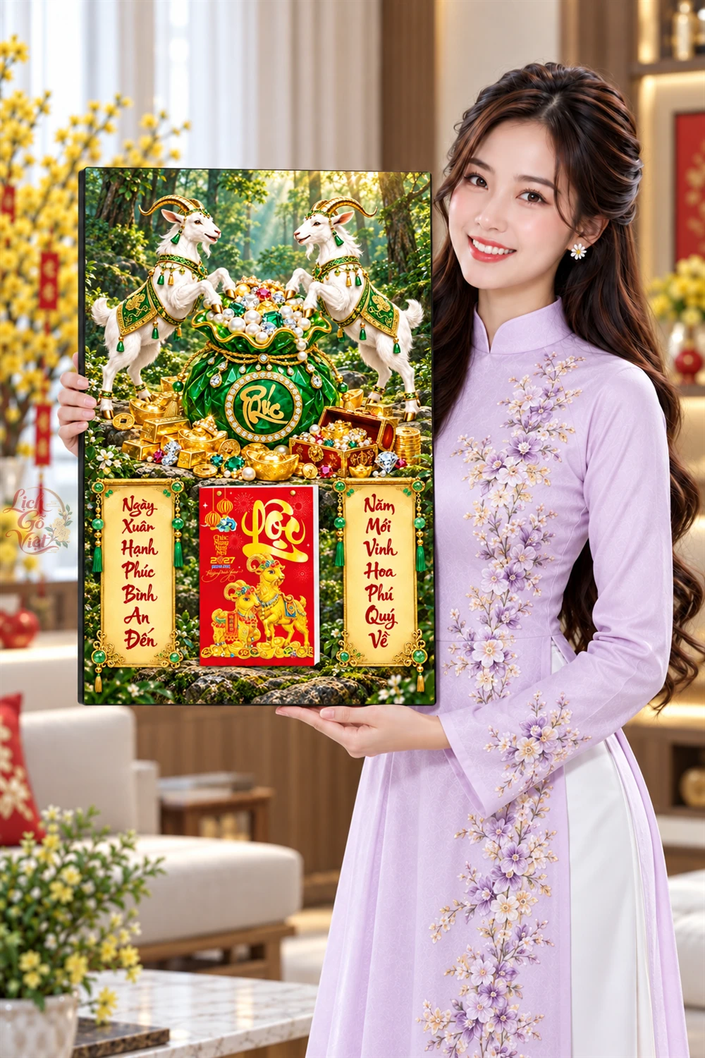 Lịch gỗ tráng gương 40x60cm Song Dương Phúc Lộc LGV27T4-07 — ảnh 4