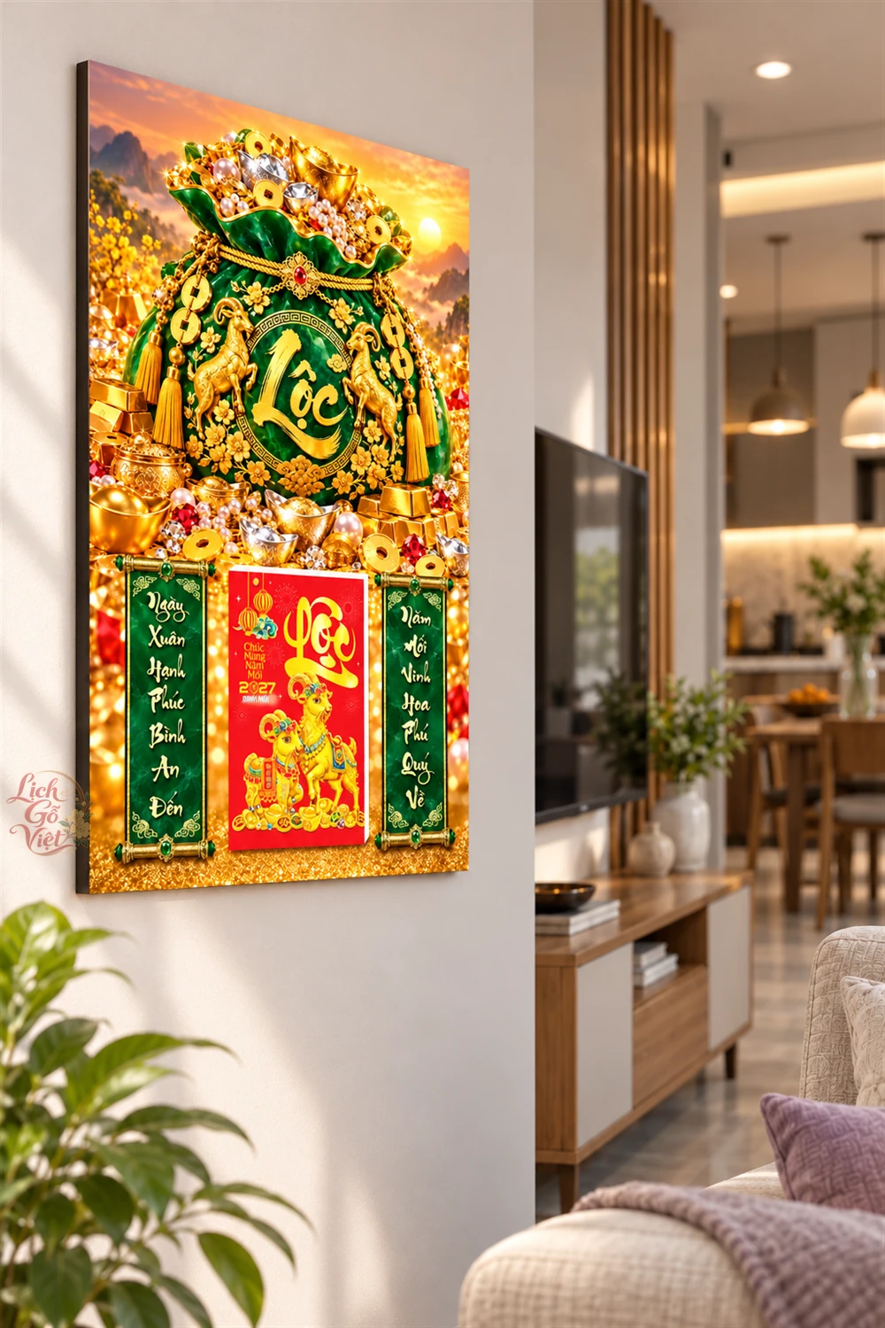 Lịch gỗ tráng gương 40x60cm Ngọc Lộc Phú Quý LGV27T4-14 — ảnh 3