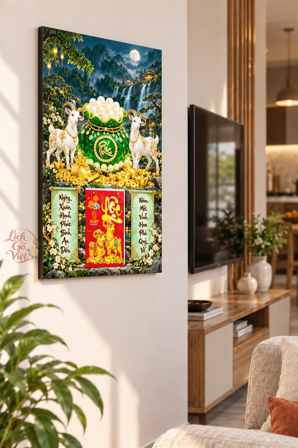 Lịch gỗ tráng gương 40x60cm Song Dương Ngọc Phúc LGV27T4-15 — ảnh 3