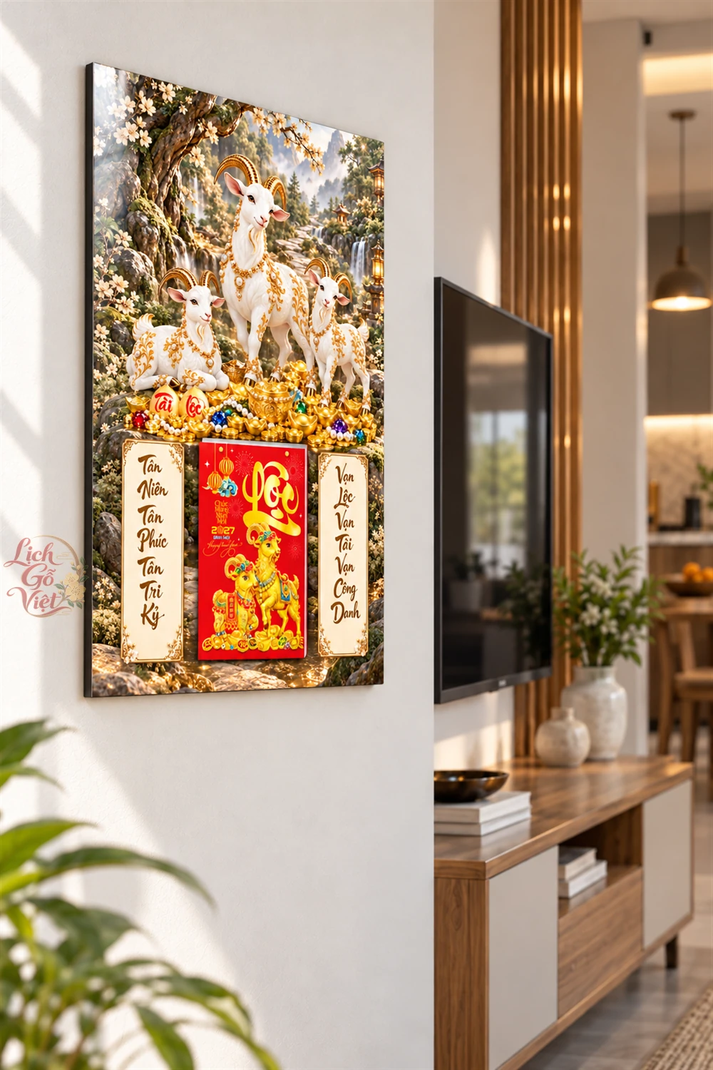 Lịch gỗ tráng gương 40x60cm Tam Dương Ngọc Lộc LGV27T4-16 — ảnh 3