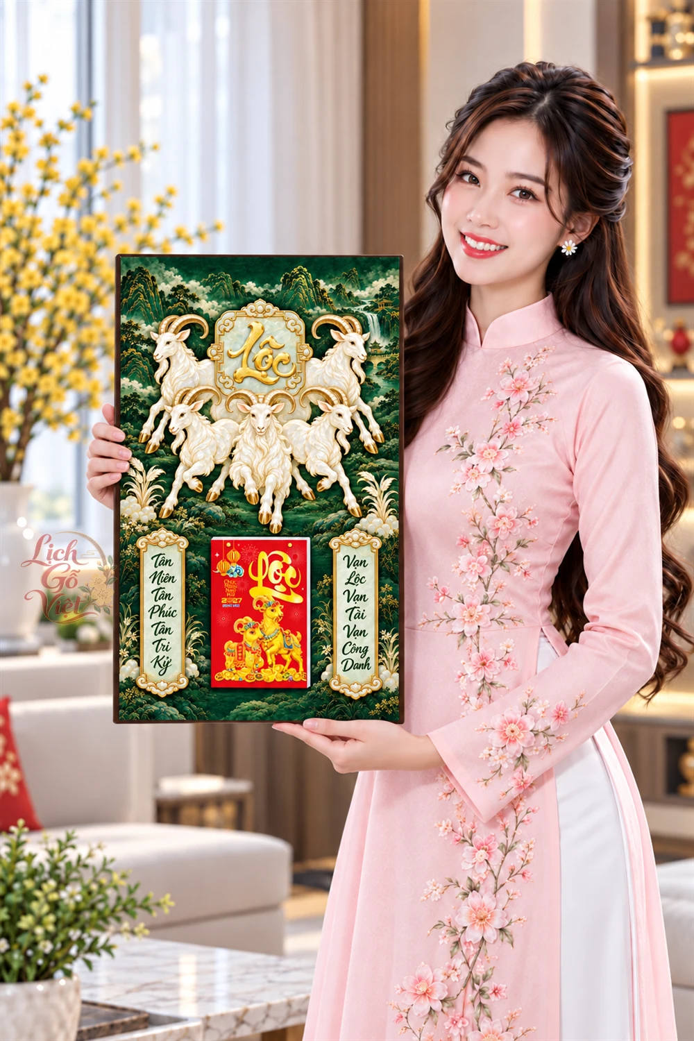 Lịch gỗ tráng gương 40x60cm Ngũ Dương Ngọc Lộc LGV27T4-21 — ảnh 4