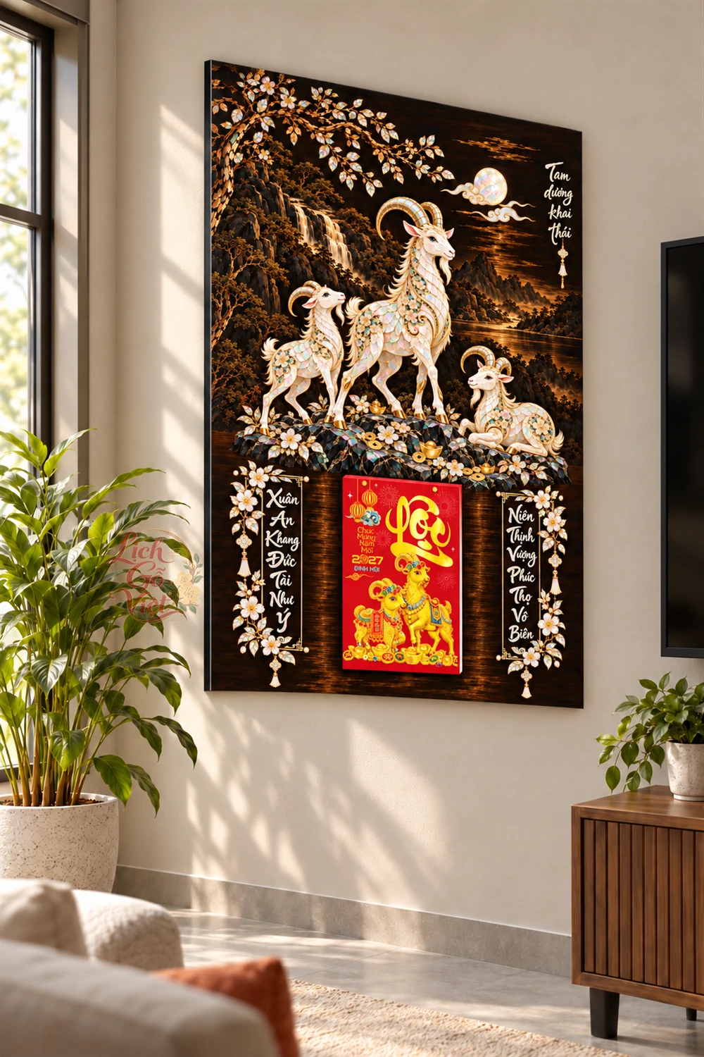 Lịch gỗ tráng gương 40x60cm Tam Dương Ngọc Xuân LGV27T4-23 — ảnh 2