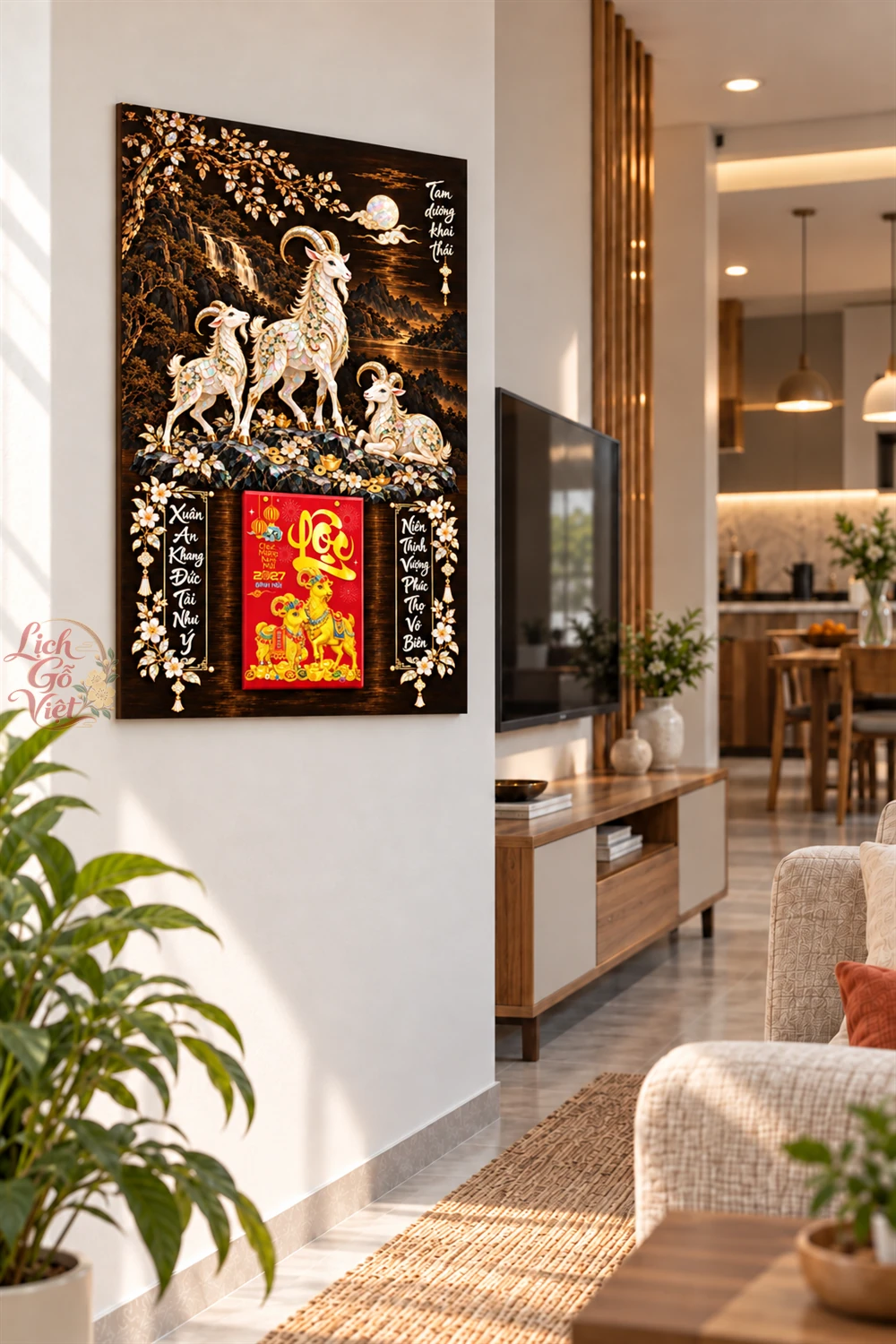 Lịch gỗ tráng gương 40x60cm Tam Dương Ngọc Xuân LGV27T4-23 — ảnh 3