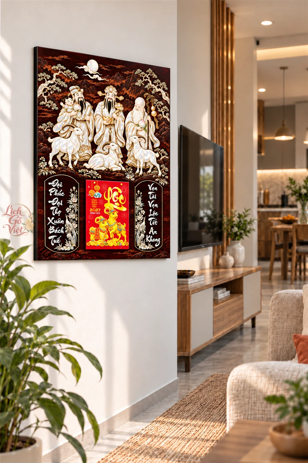 Lịch gỗ tráng gương 40x60cm Phúc Lộc Thọ Ngọc Xuân LGV27T4-24 — ảnh 3