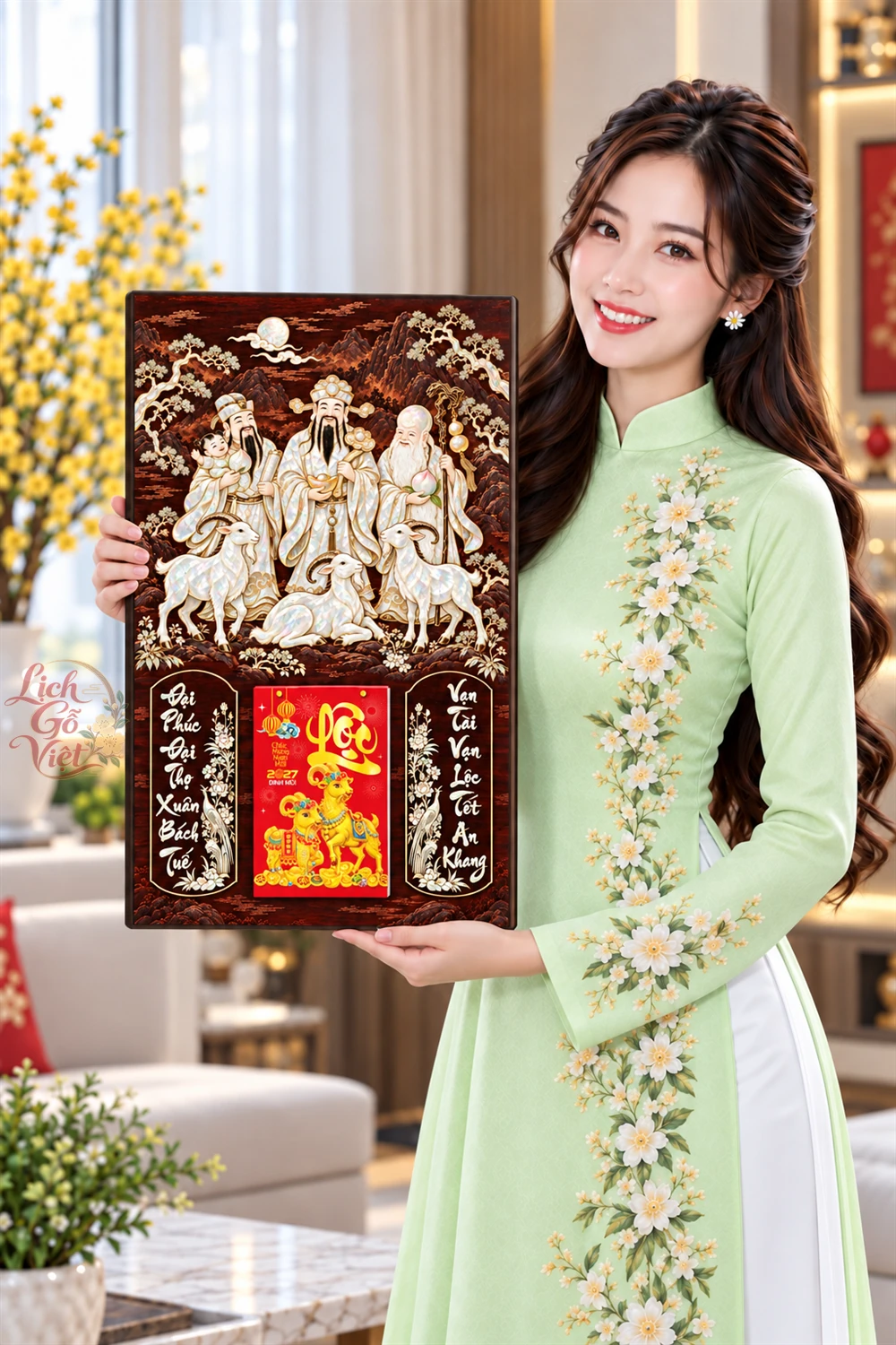 Lịch gỗ tráng gương 40x60cm Phúc Lộc Thọ Ngọc Xuân LGV27T4-24 — ảnh 4