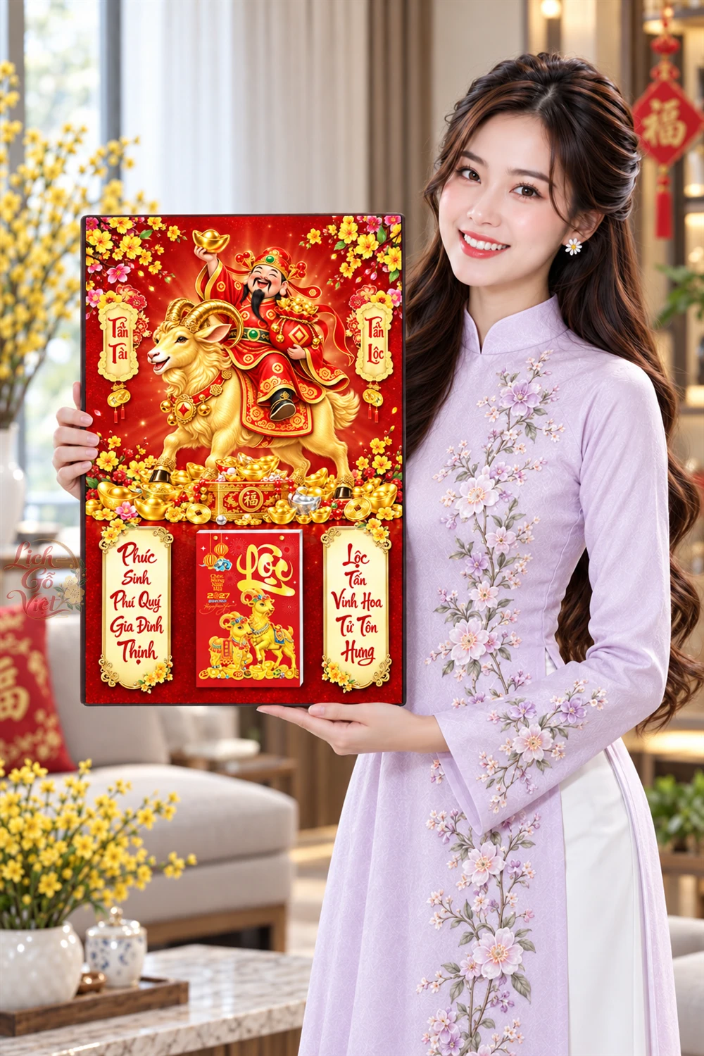 Lịch gỗ tráng gương 40x60cm Kim Dương Tấn Lộc LGV27T4-25 — ảnh 4