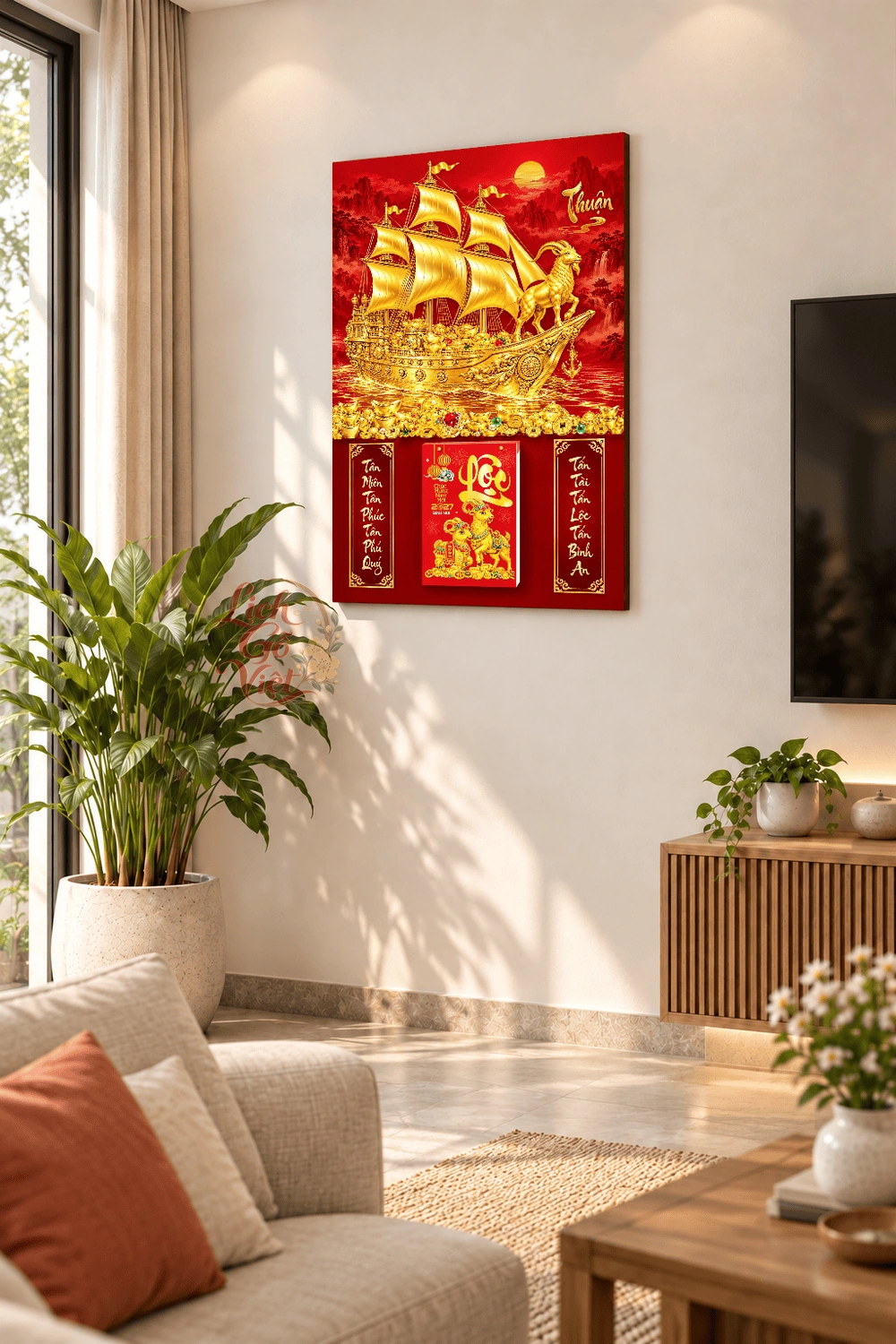 Lịch gỗ treo tường 2027 Kim Dương Thuận Phong 40x60cm LGV27T4-35 — ảnh 2