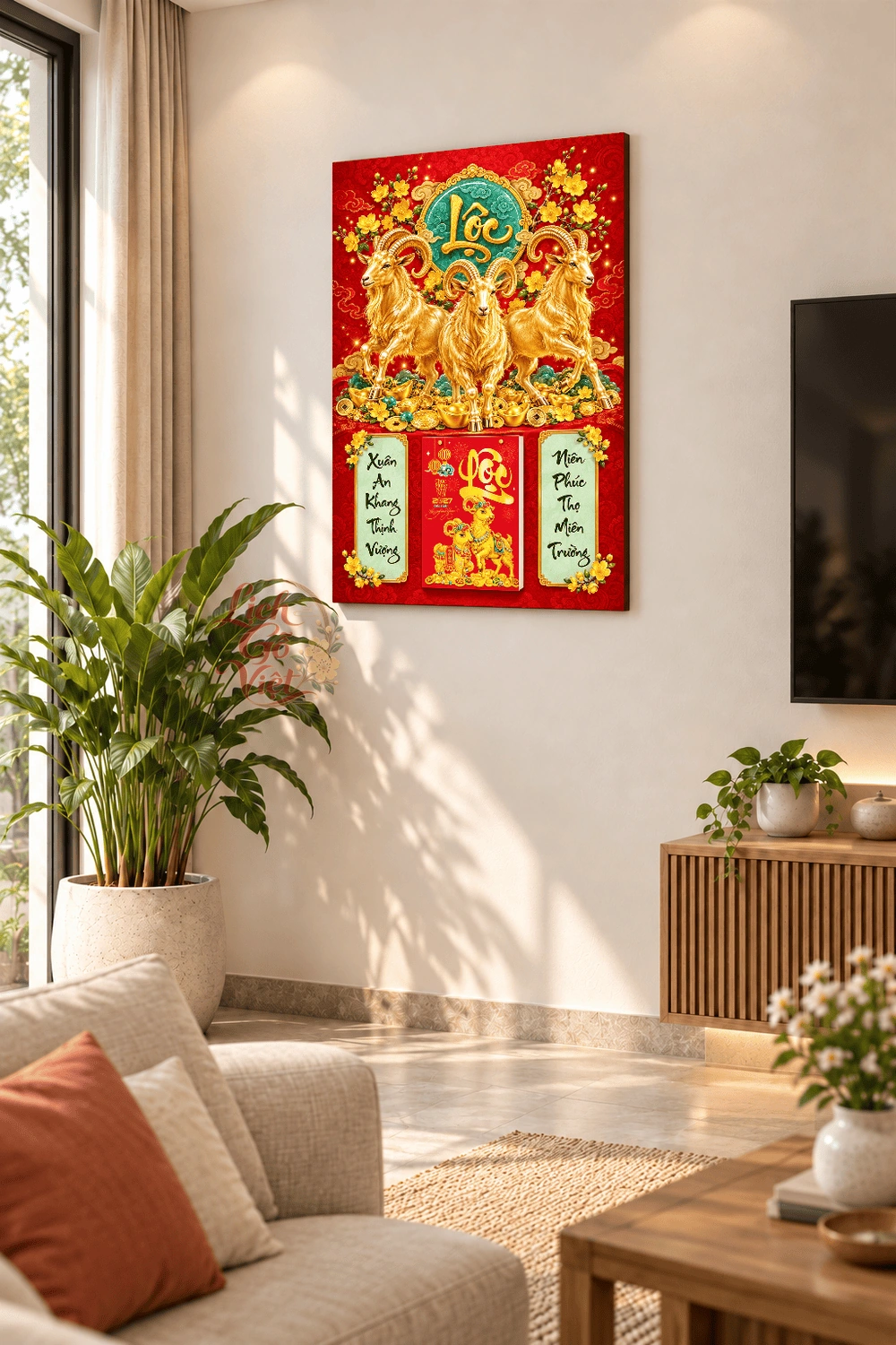 Lịch gỗ treo tường 2027 Tam Dương Lộc Ngọc 40x60cm LGV27T4-42 — ảnh 2