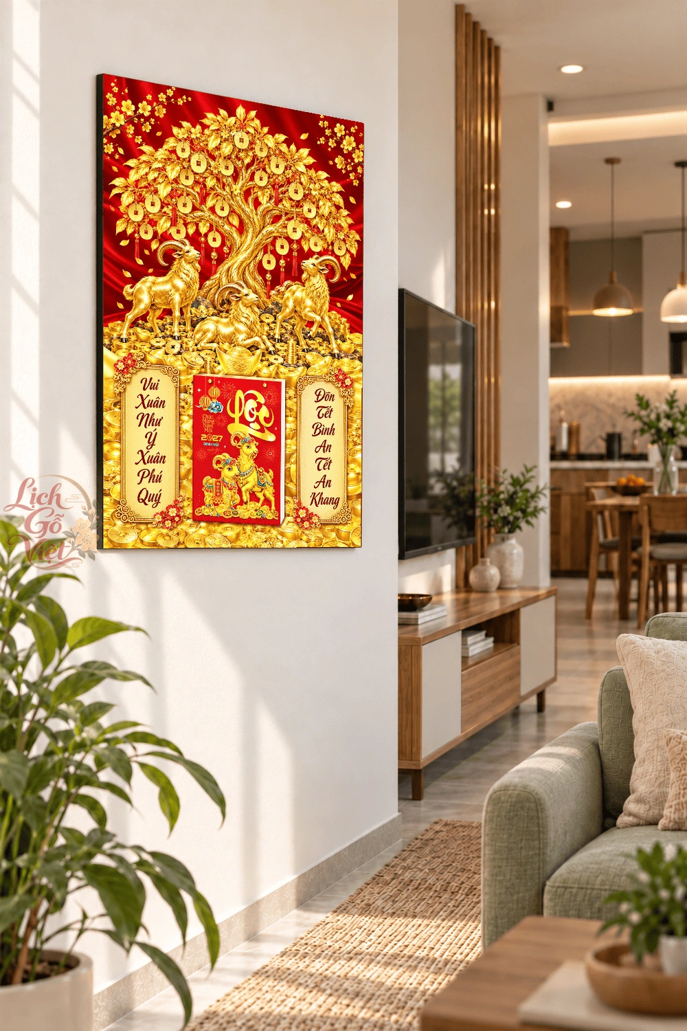 Lịch gỗ treo tường 2027 Tam Dương Kim Thụ 40x60cm LGV27T4-46 — ảnh 3