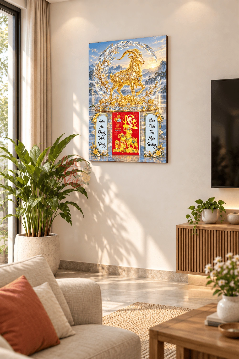 Lịch gỗ treo tường 2027 Kim Dương Ngọc Quang 40x60cm LGV27T4-57 — ảnh 2