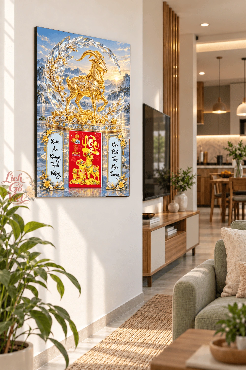 Lịch gỗ treo tường 2027 Kim Dương Ngọc Quang 40x60cm LGV27T4-57 — ảnh 3