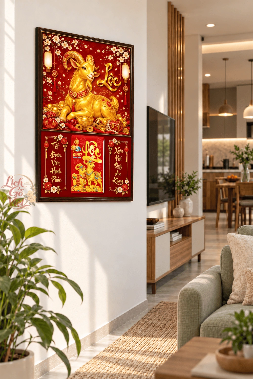 Lịch gỗ treo tường 2027 Kim Dương An Lộc 40x60cm LGV27T4-60 — ảnh 3