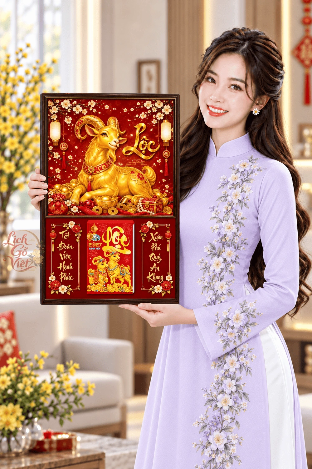 Lịch gỗ treo tường 2027 Kim Dương An Lộc 40x60cm LGV27T4-60 — ảnh 4