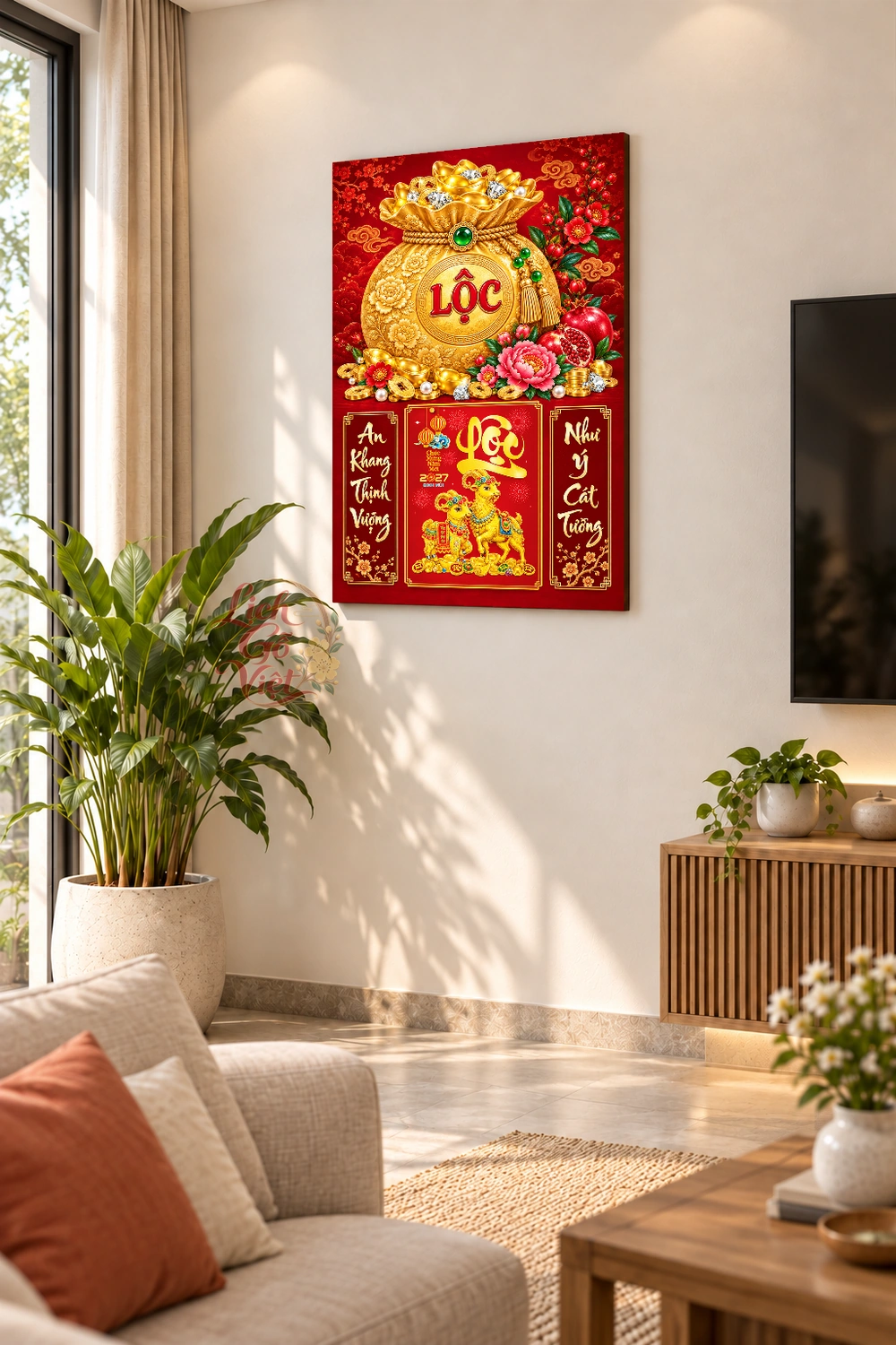 Lịch gỗ treo tường 2027 Kim Nang Đại Lộc 40x60cm LGV27T4-76 — ảnh 2
