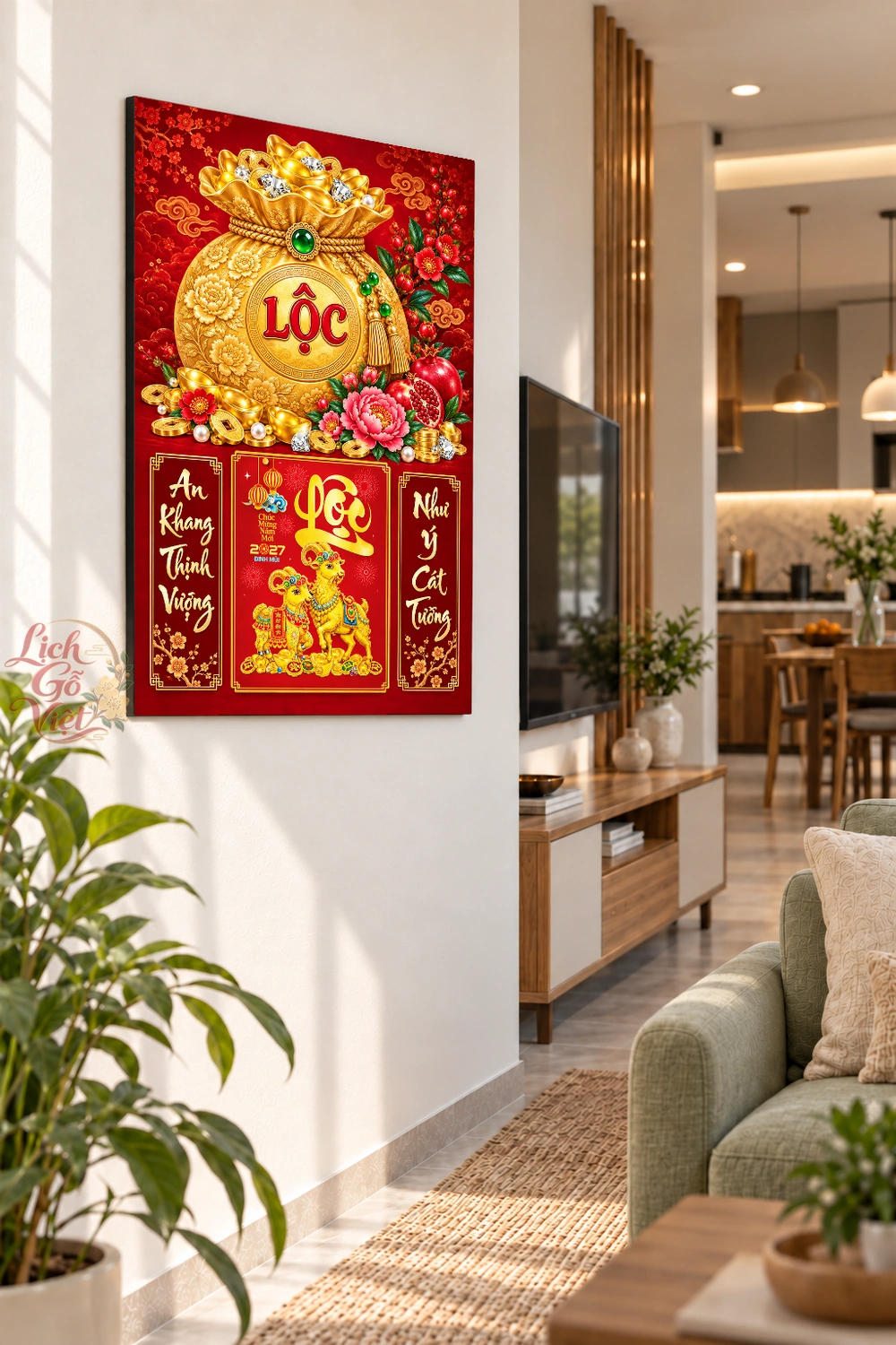 Lịch gỗ treo tường 2027 Kim Nang Đại Lộc 40x60cm LGV27T4-76 — ảnh 3