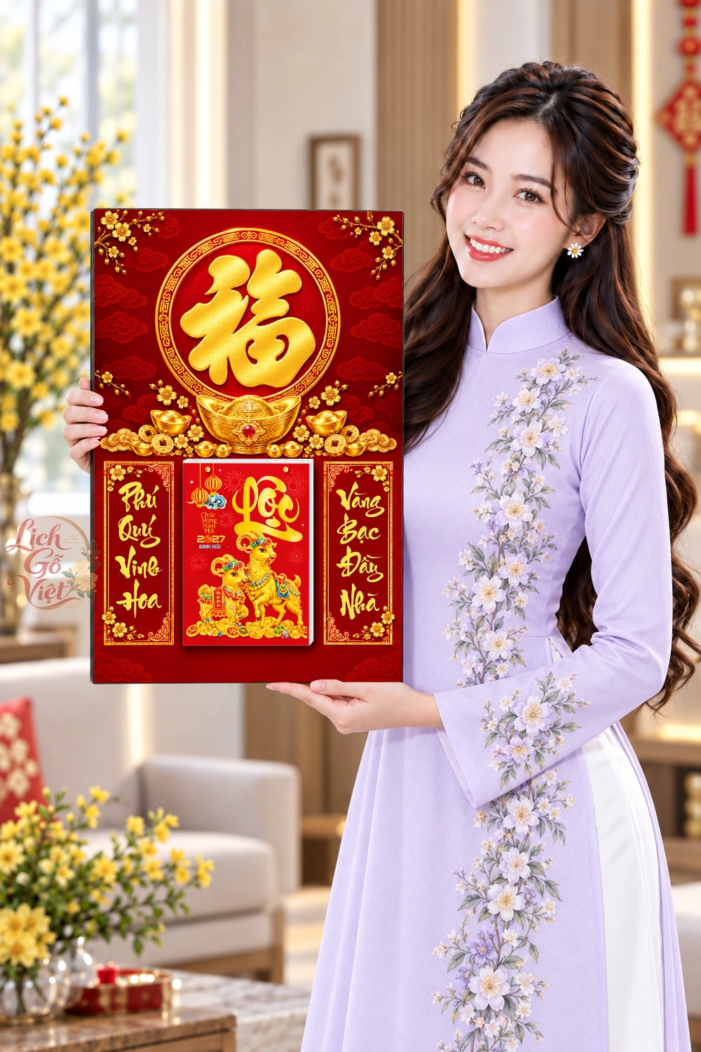 Lịch gỗ treo tường Phúc Vàng Vinh Hoa 40x60cm – LGV27T4-77 — ảnh 4
