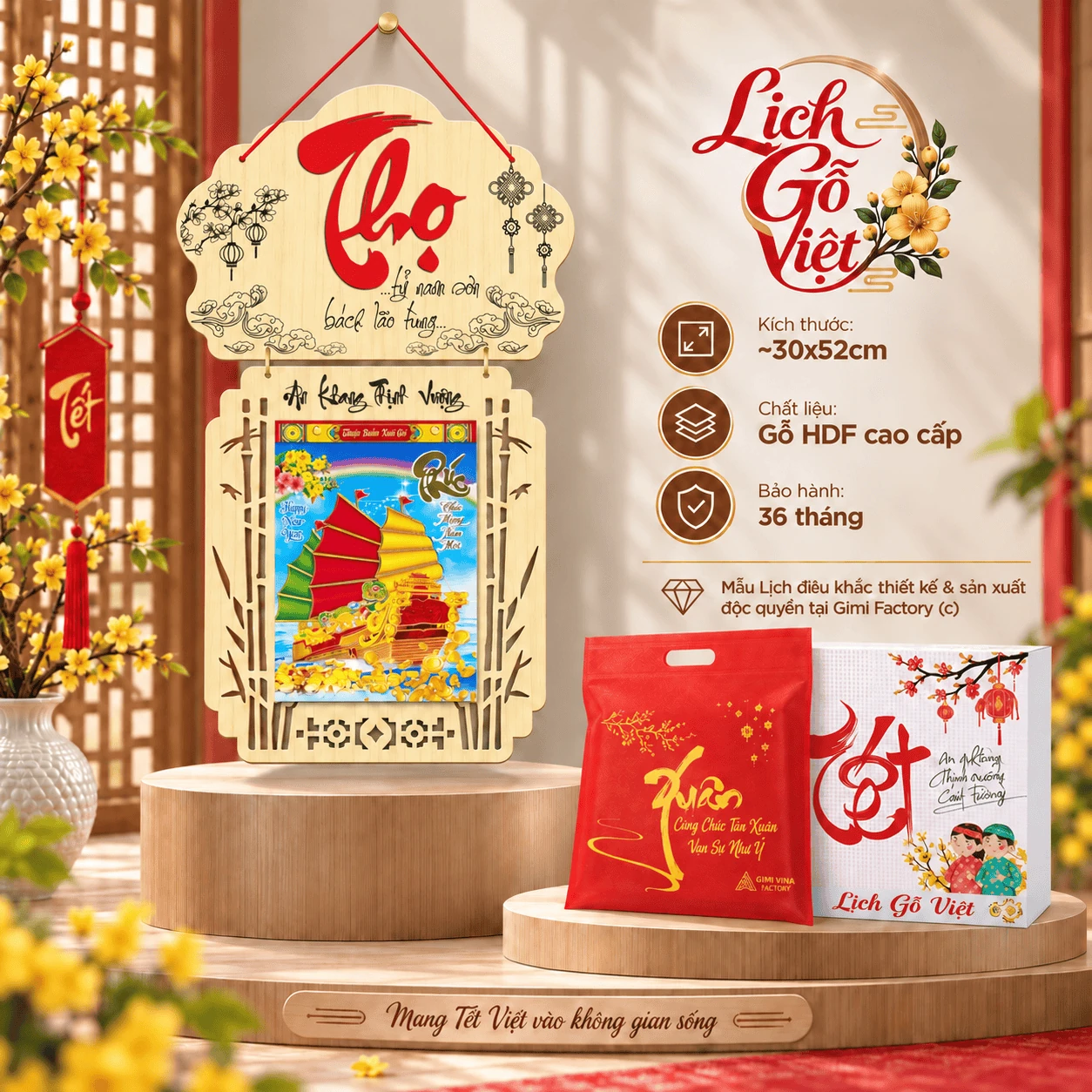 Lịch gỗ LGVSE02 Chữ Thọ 2027 độc quyền