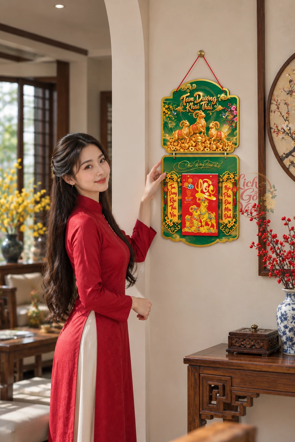 Lịch gỗ 2 thân 2027 Tam Dương Khai Thái LGV27T2-02 — ảnh 4
