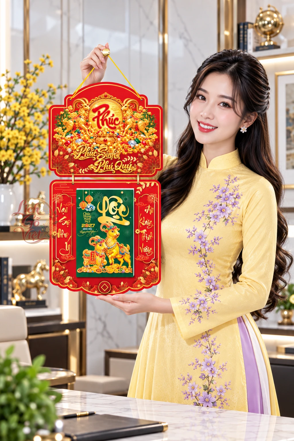 Lịch gỗ 2 thân 2027 Chữ Phúc LGV27T2-06 — ảnh 6