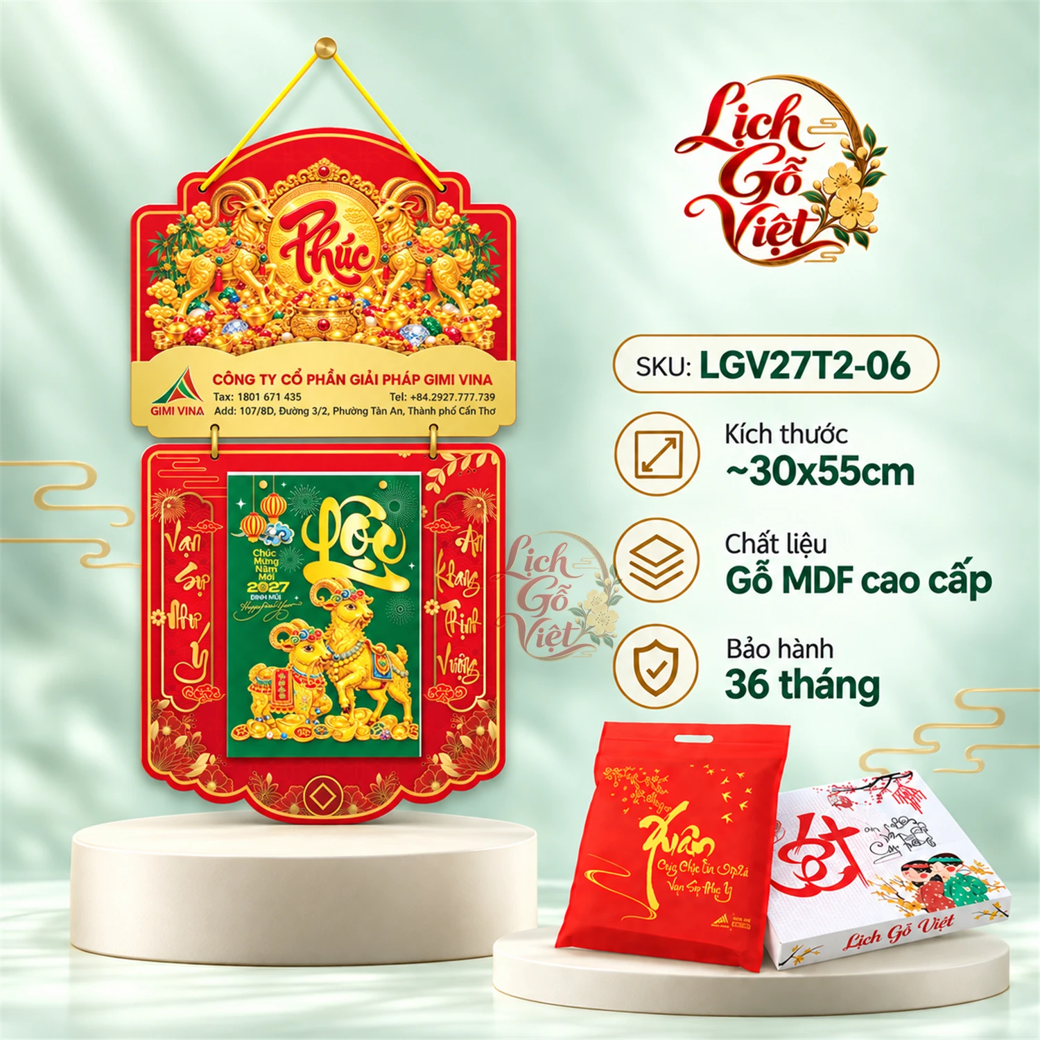 Lịch gỗ 2 thân 2027 Chữ Phúc LGV27T2-06 — ảnh 9