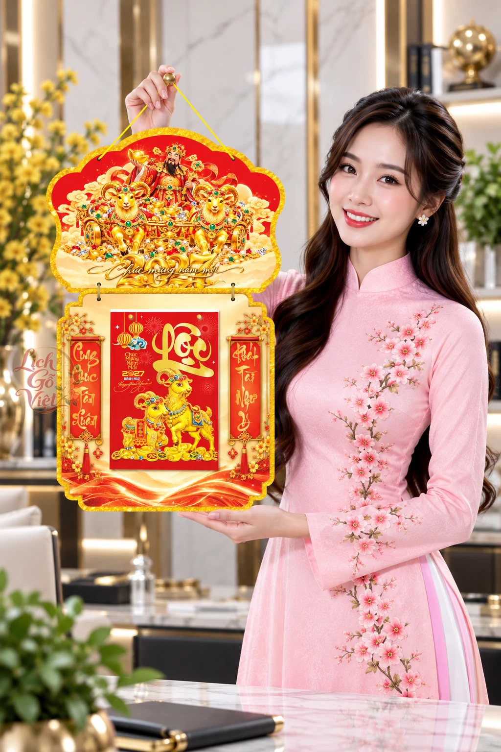 Lịch gỗ 2 thân 2027 Thần Tài LGV27T2-10 — ảnh 6